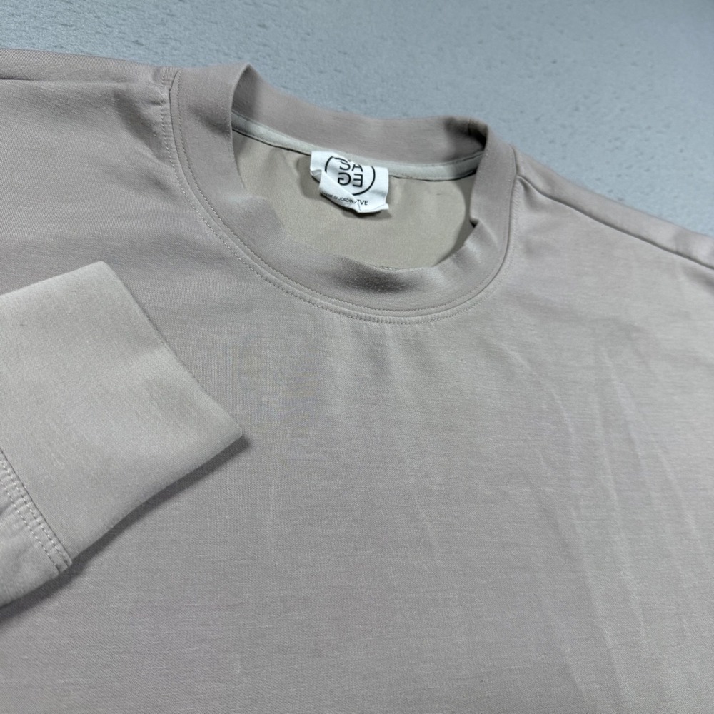 Sage Collective Tan Beige Crew Neck Sweatshirt Pullover Side Slits Small